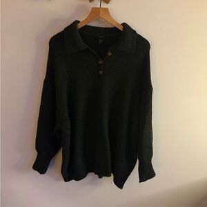 Forever 21 Forest Green V-Neck Sweater